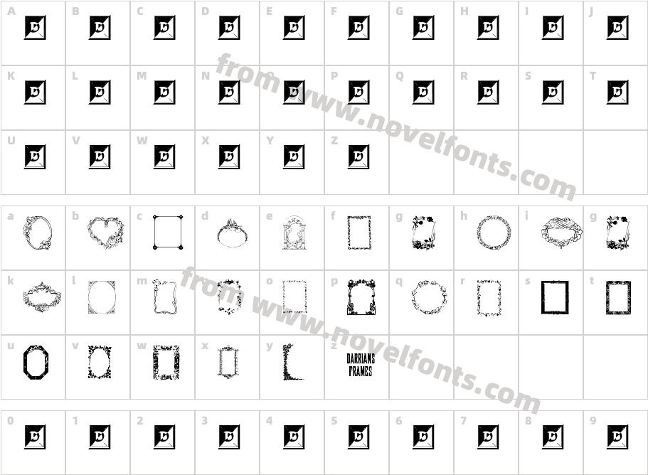 Darrians FramesCharacter Map