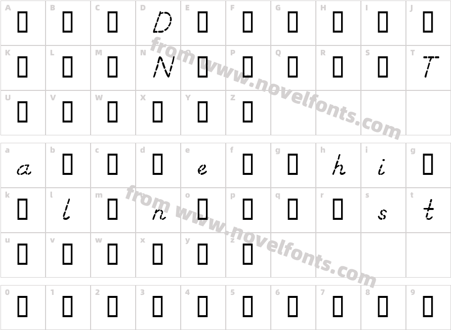 Dashed Italic SampleCharacter Map