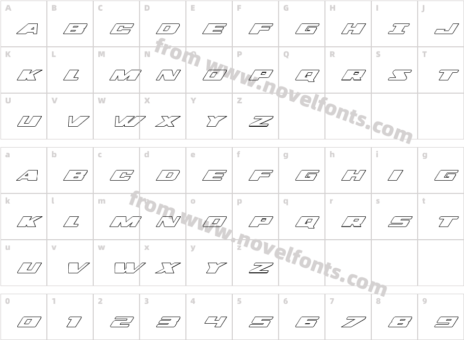 Dassault 3D ItalicCharacter Map