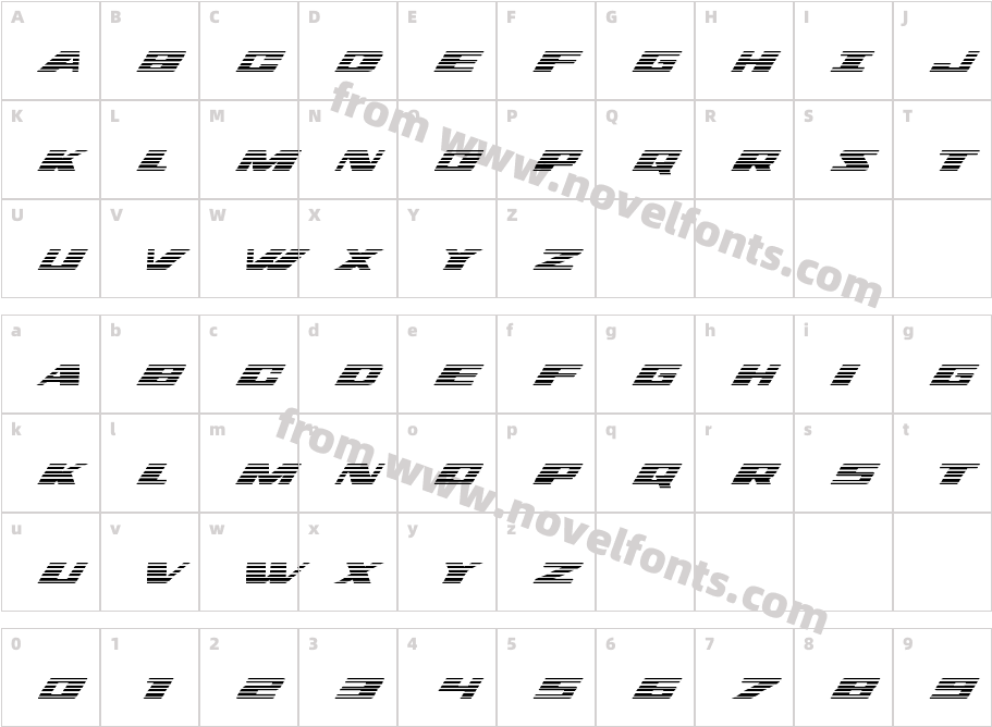 Dassault Gradient ItalicCharacter Map