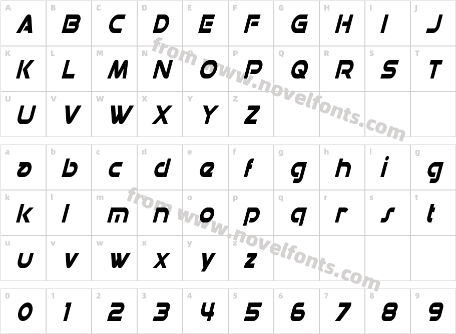 Datacron Condensed ItalicCharacter Map