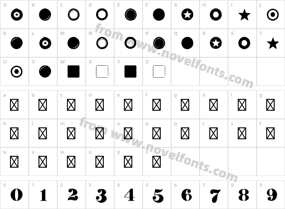 DauberHandNumerals-RegularCharacter Map