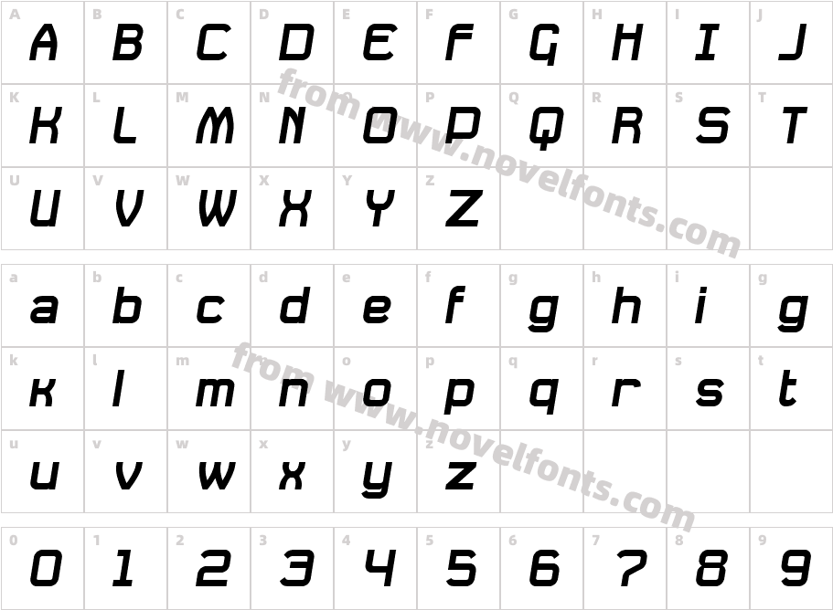 Daville SlantedCharacter Map