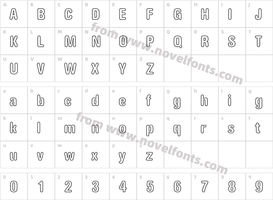 AGBookRounded-BoldCnOutlineCharacter Map