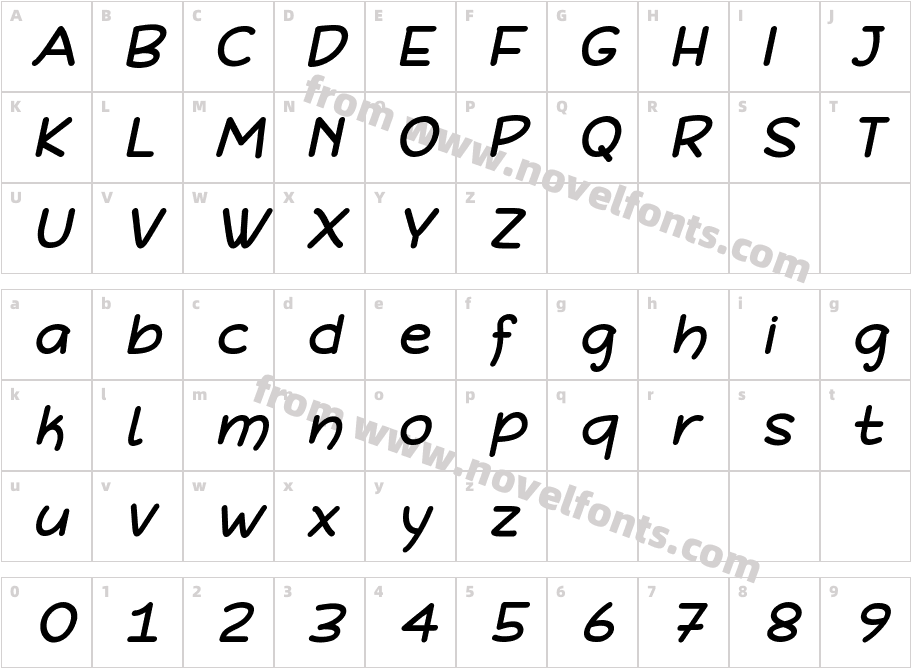 DeFonarts ItalicCharacter Map