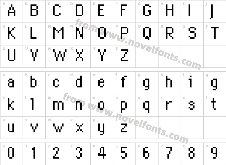 DePixel SchmalCharacter Map