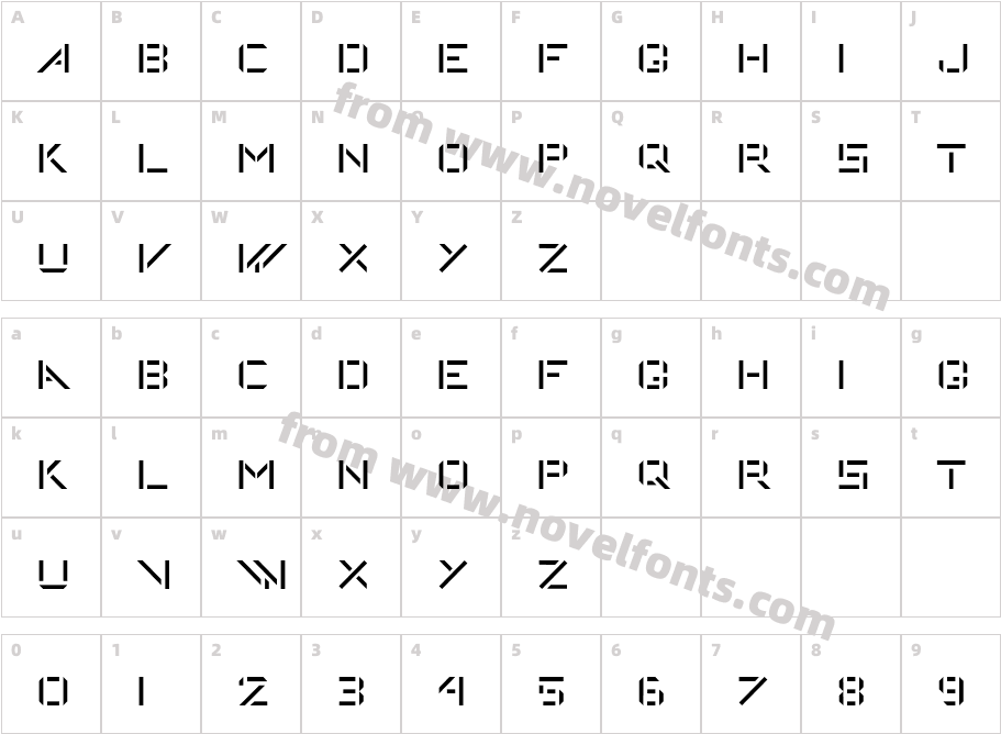 DeStijl StencilCharacter Map