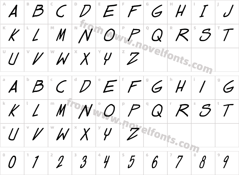 Dealspinner TBS ItalicCharacter Map