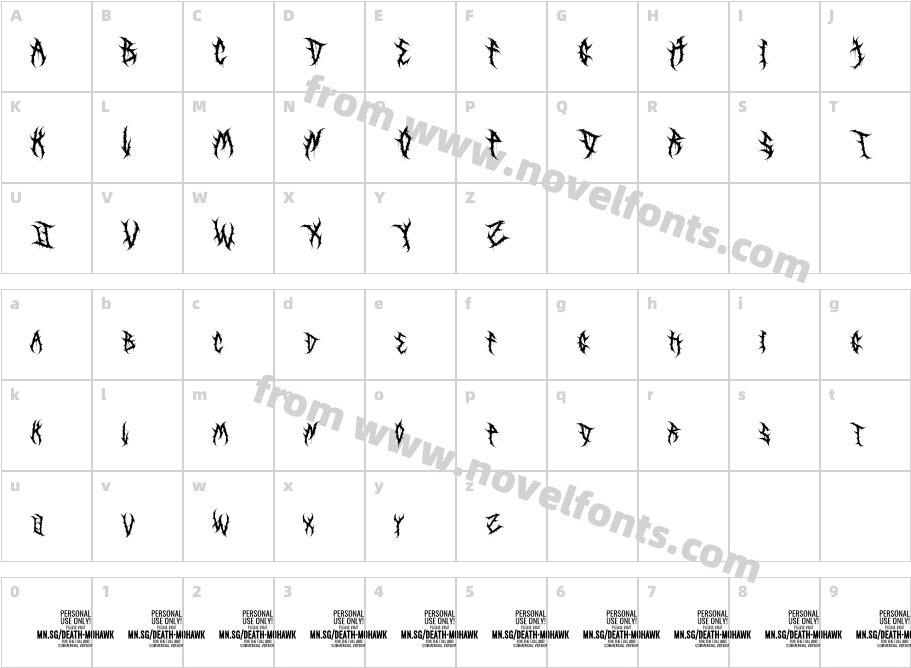 Death Mohawk PERSONAL USE RegularCharacter Map