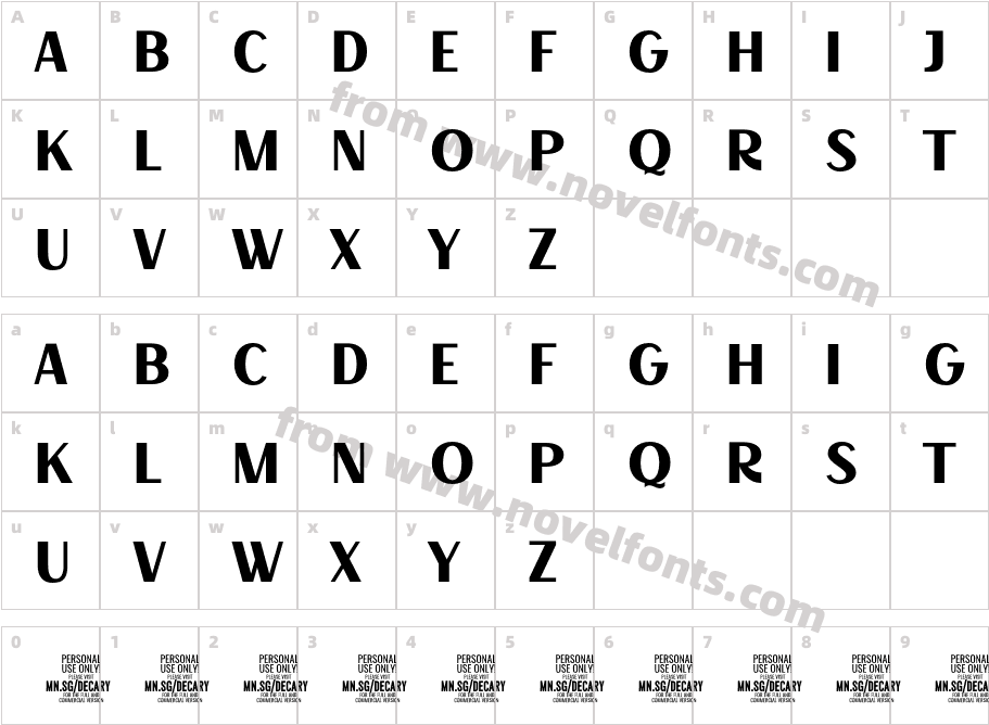 Decary Sans PERSONAL USE RegularCharacter Map