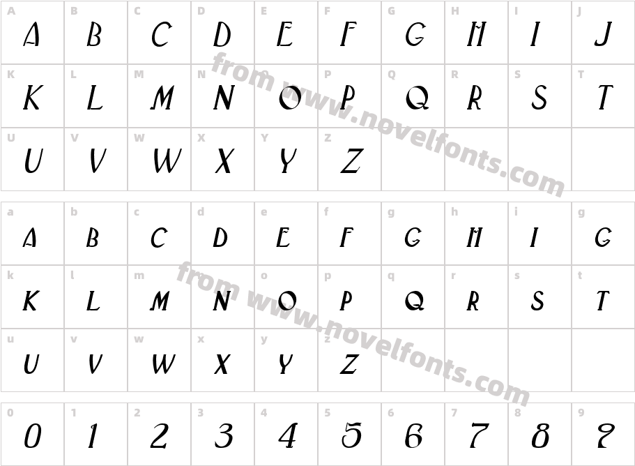 Deco ItalicCharacter Map