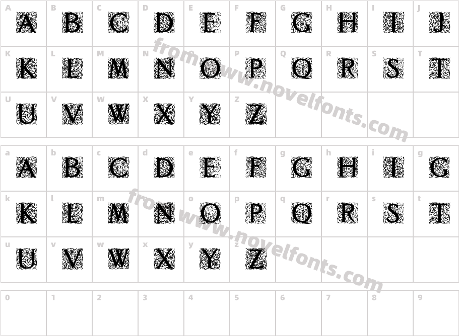 Decorated Roman InitialsCharacter Map