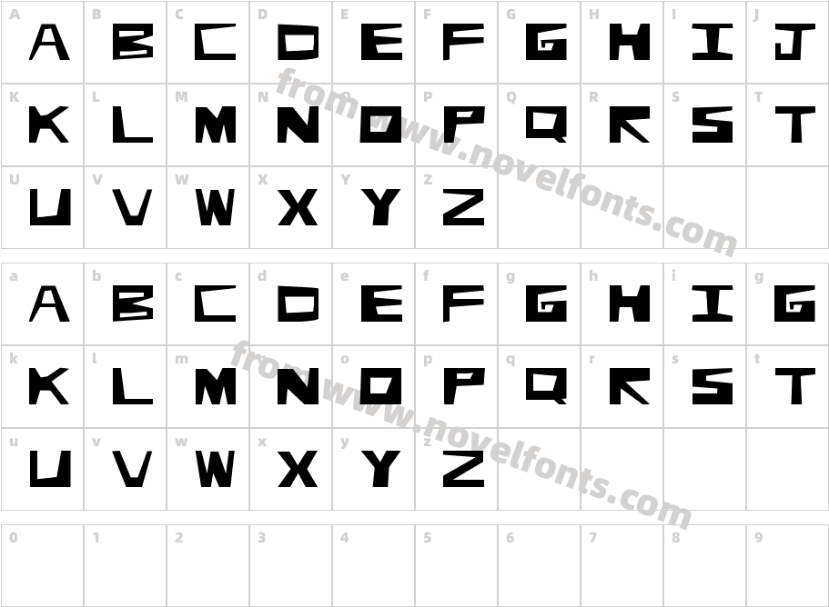 Deformed FontCharacter Map