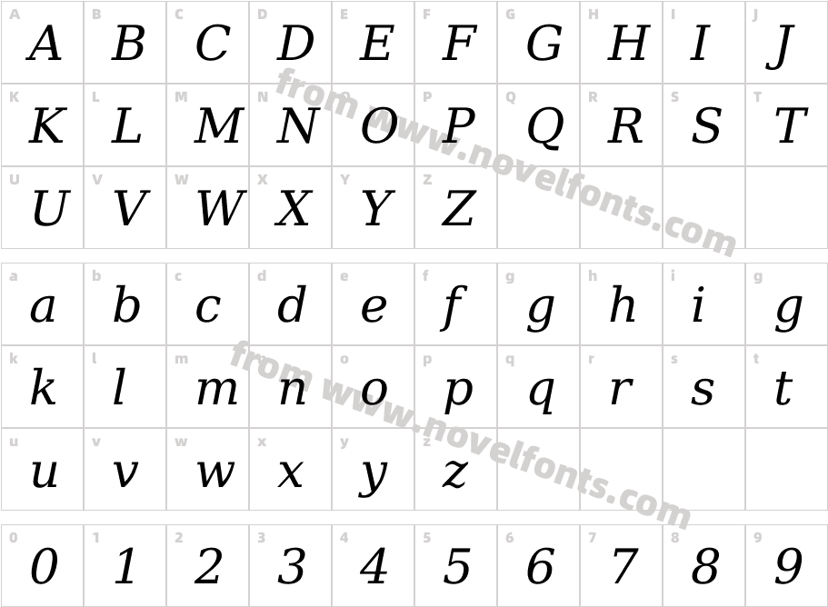 DejaVu Serif ItalicCharacter Map