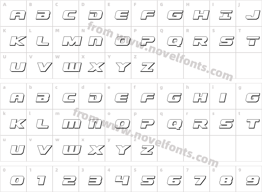 Dekaranger 3D ItalicCharacter Map