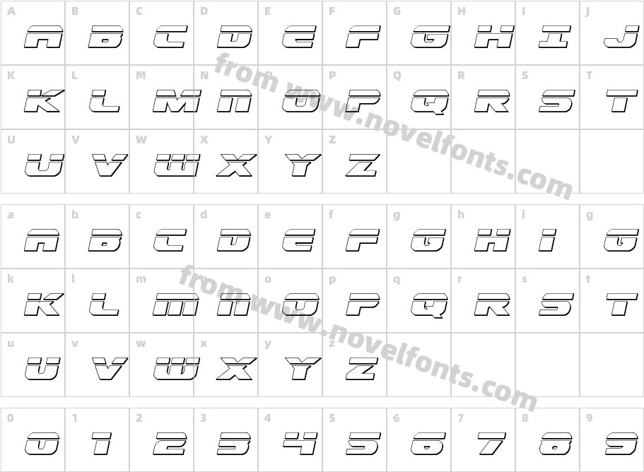 Dekaranger Bullet ItalicCharacter Map