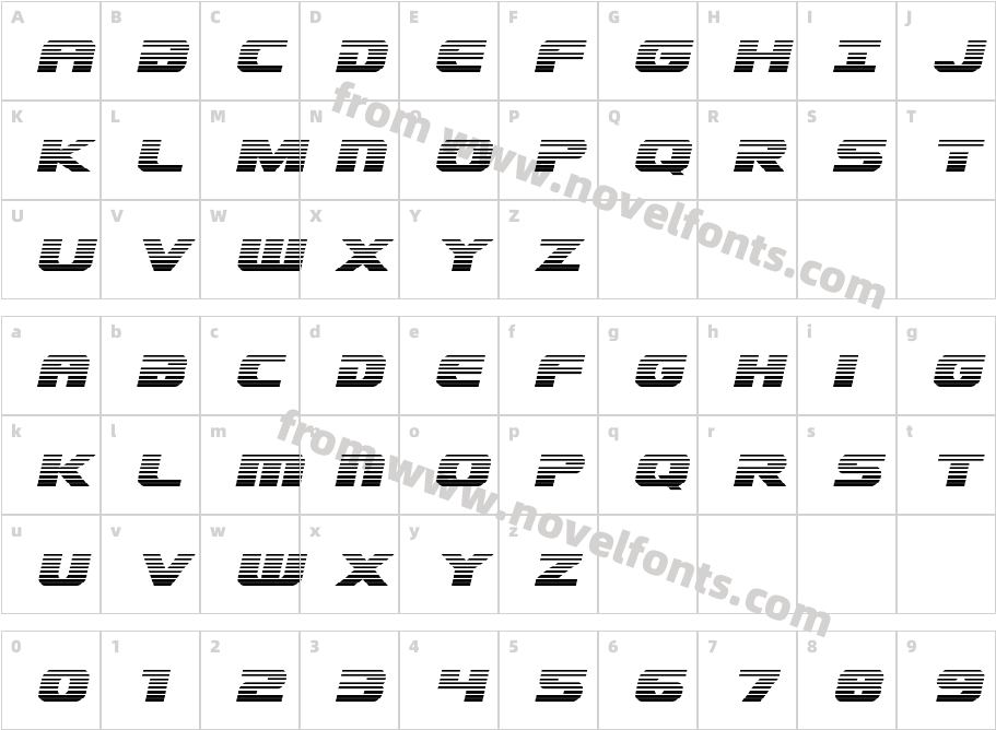 Dekaranger Gradient ItalicCharacter Map