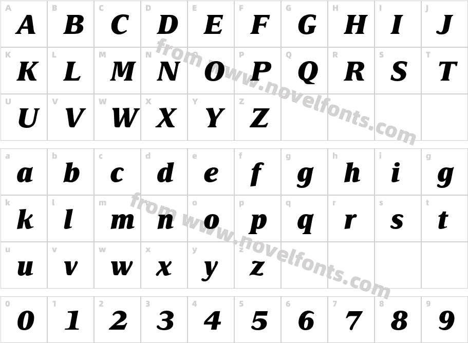 DelimaMTStd-ExtraBoldItCharacter Map