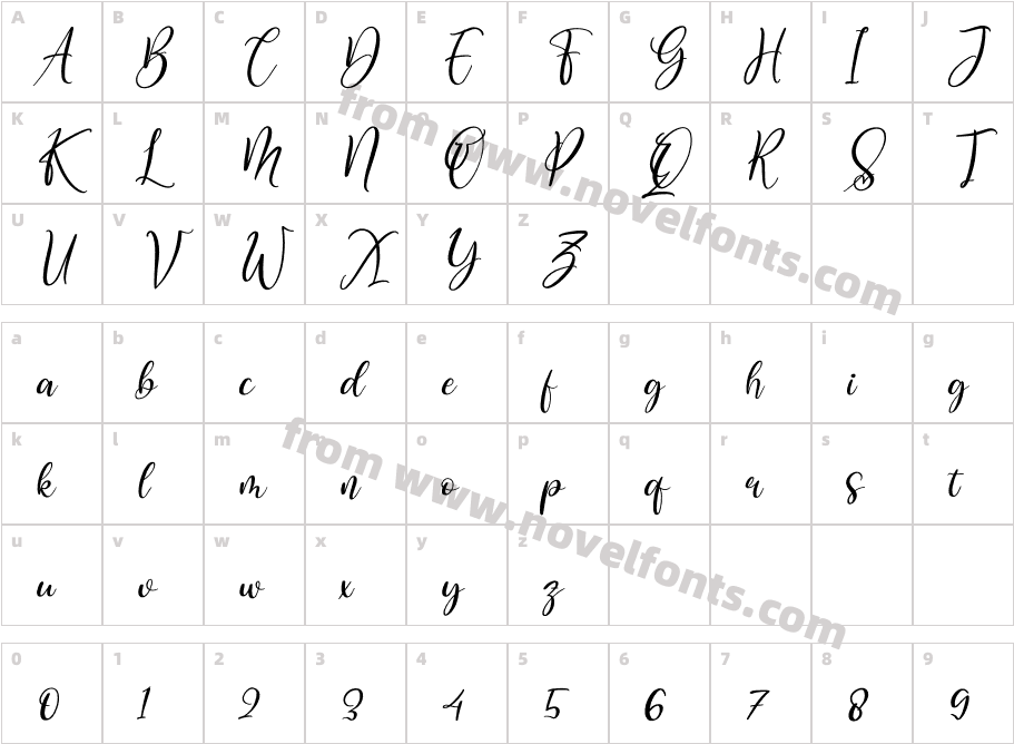 Delisha Glande ItalicCharacter Map