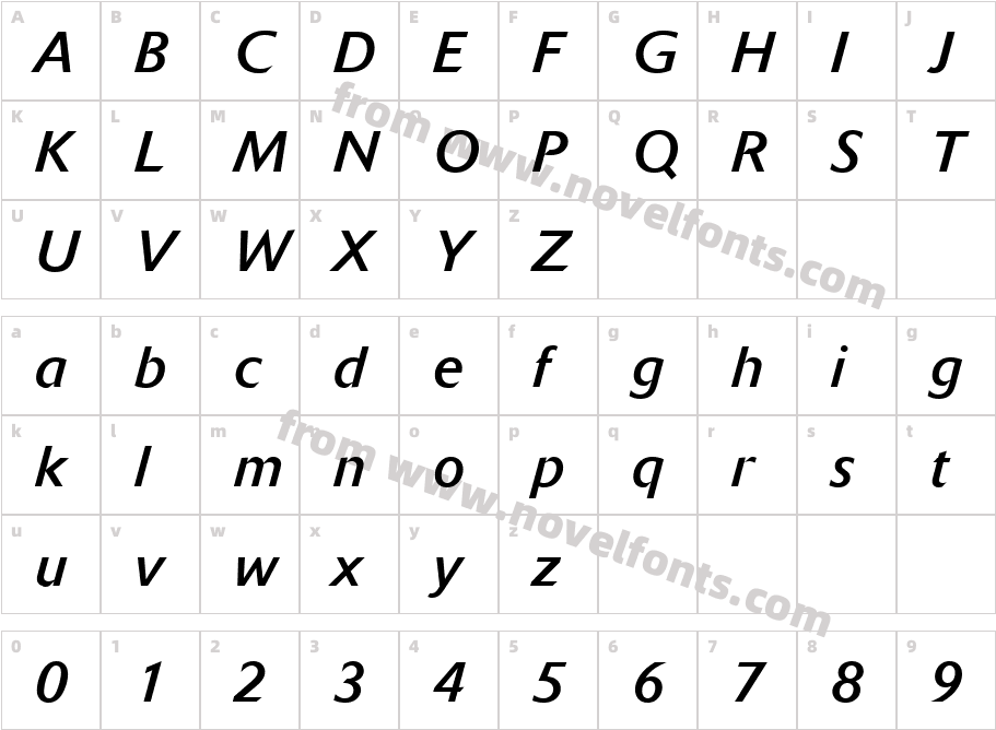 Delta Jaeger Book ItalicCharacter Map