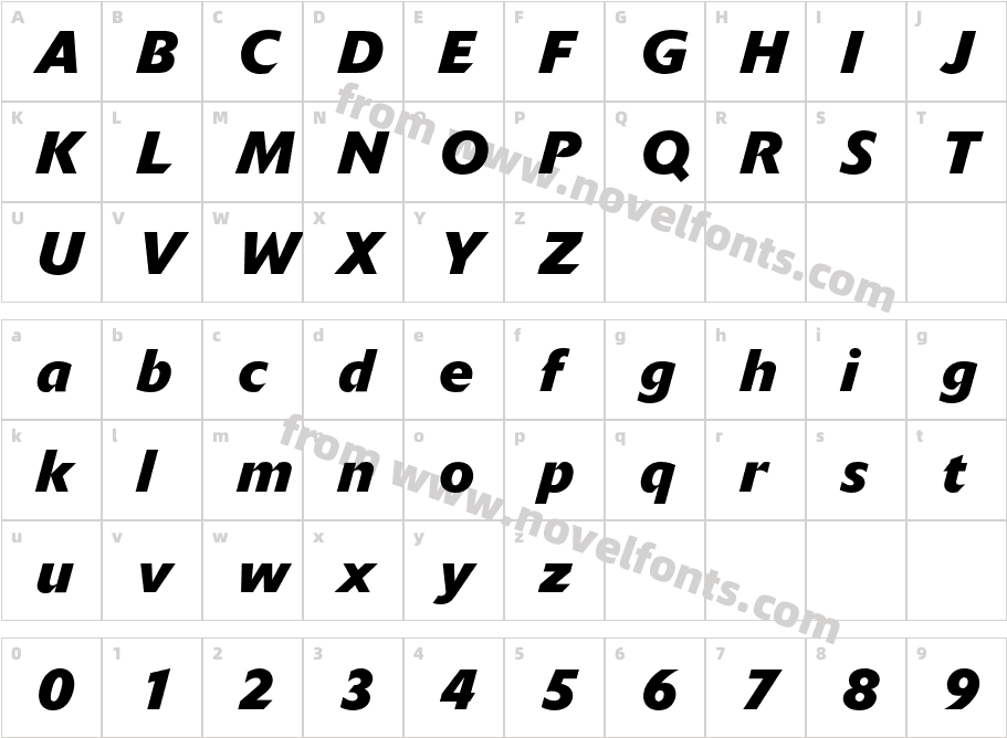 DeltaBQ-BoldItalicCharacter Map