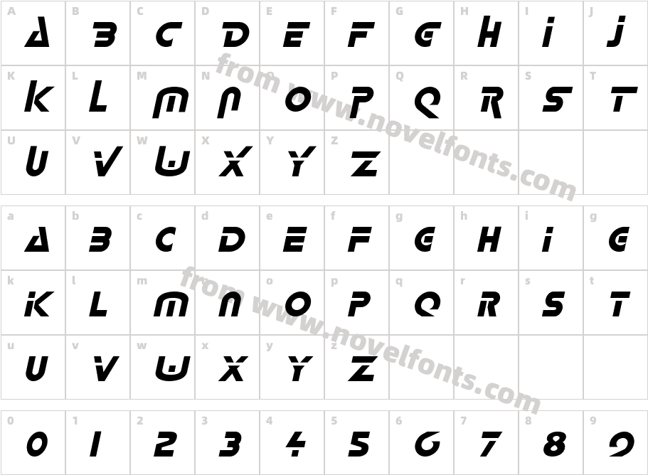 DeltaItalicCharacter Map