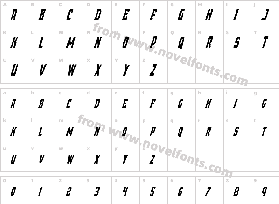 Demon Priest Condensed ItalicCharacter Map