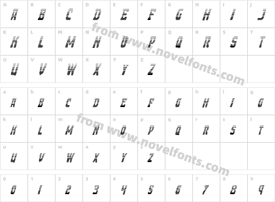 Demon Priest Gradient ItalicCharacter Map