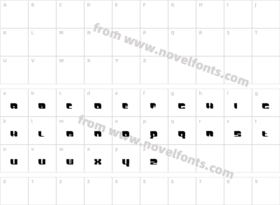 DemonWipeOutFont ProportionalCharacter Map