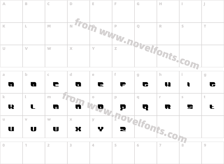 DemonicWipeoutXLFontCharacter Map