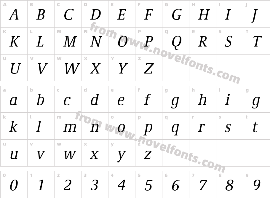 Demos LT Medium ItalicCharacter Map