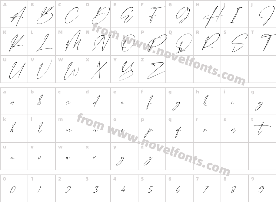 Derlantica Beauty ItalicCharacter Map