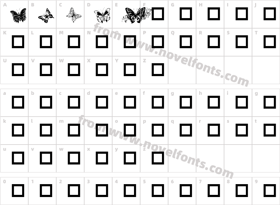 Destiny's Butterfly DingbatsCharacter Map