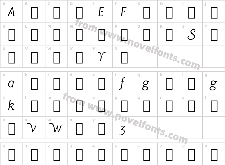 Chianti It Alt BT Italic AlternateCharacter Map