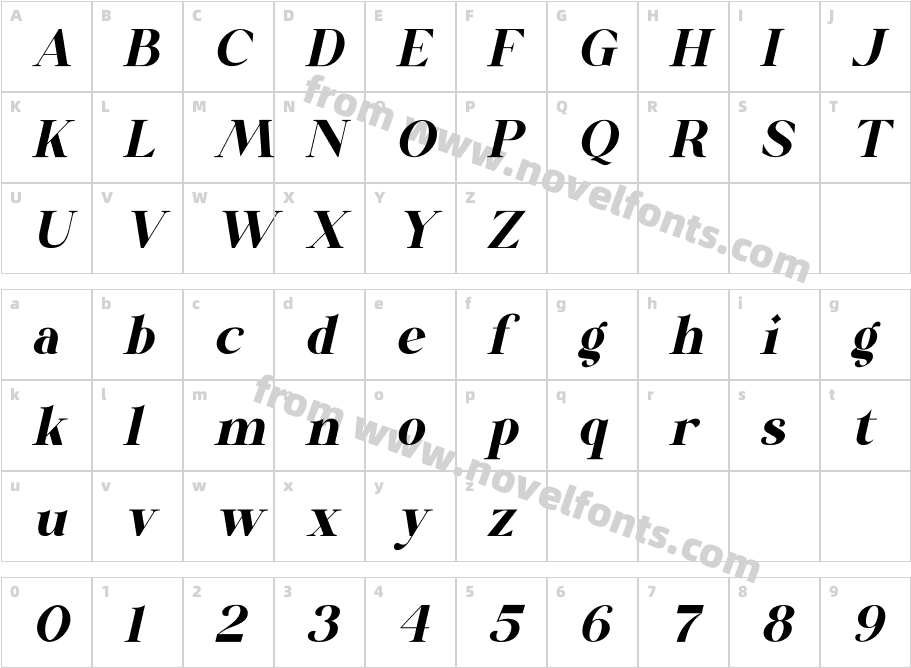 Diamond Sparkling ItalicCharacter Map