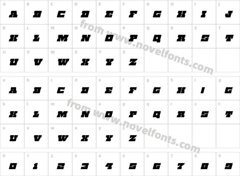 Chicago Express Condensed ItalicCharacter Map