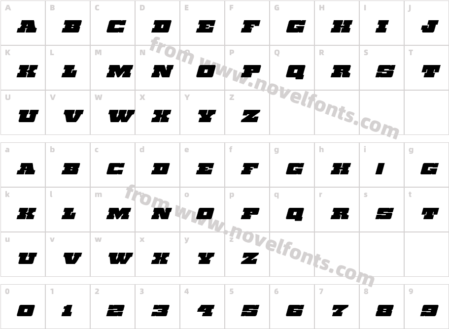 Chicago Express ItalicCharacter Map