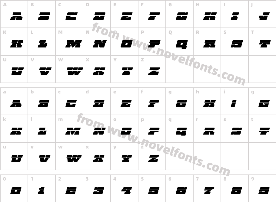 Chicago Express Laser ItalicCharacter Map