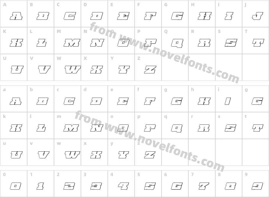 Chicago Express Outline ItalicCharacter Map