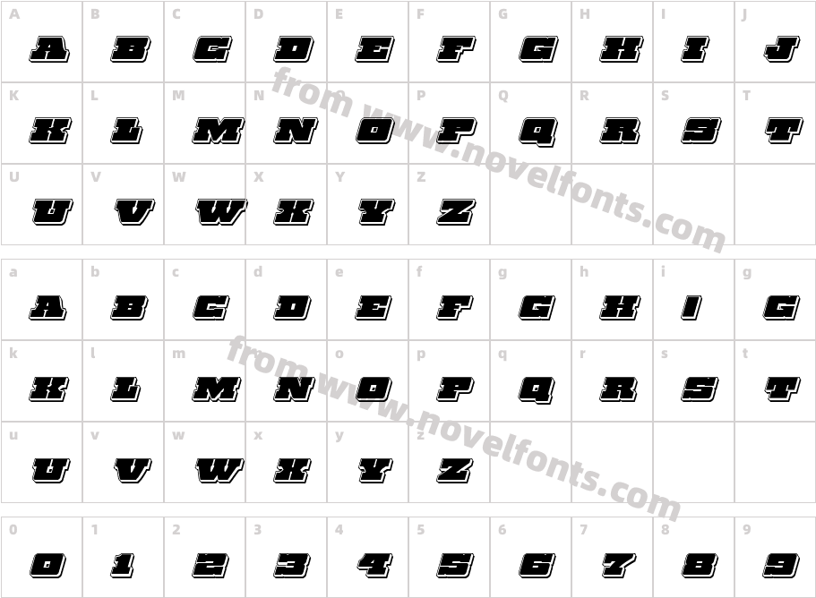 Chicago Express Punch ItalicCharacter Map