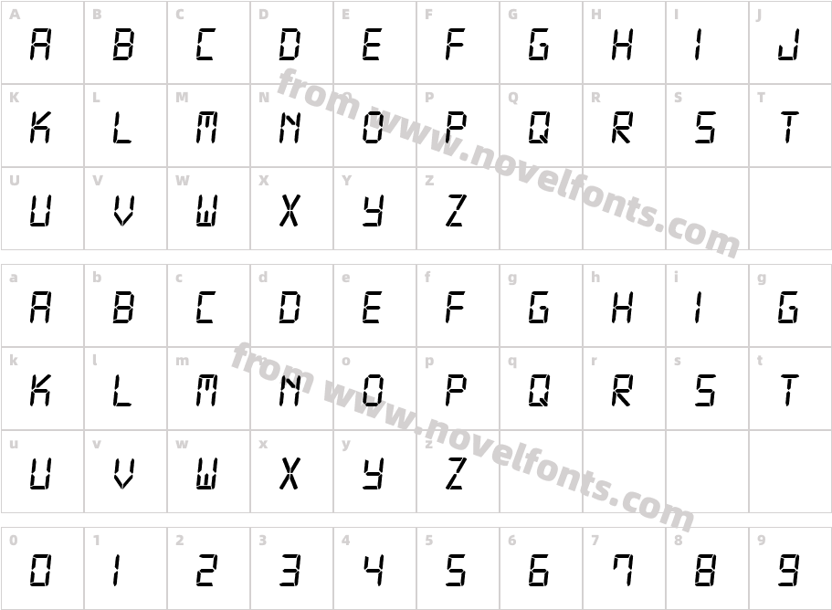 Digital-7 ItalicCharacter Map