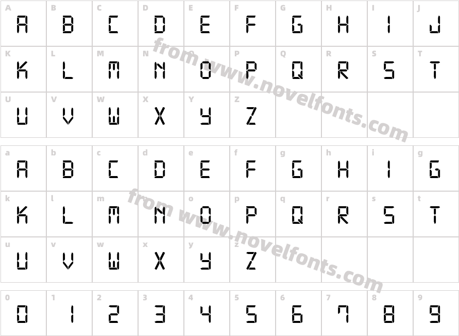 Digital-7 MonoCharacter Map