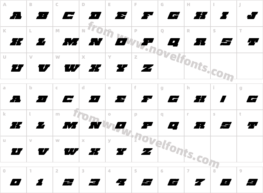 Chicago Express Super ItalicCharacter Map