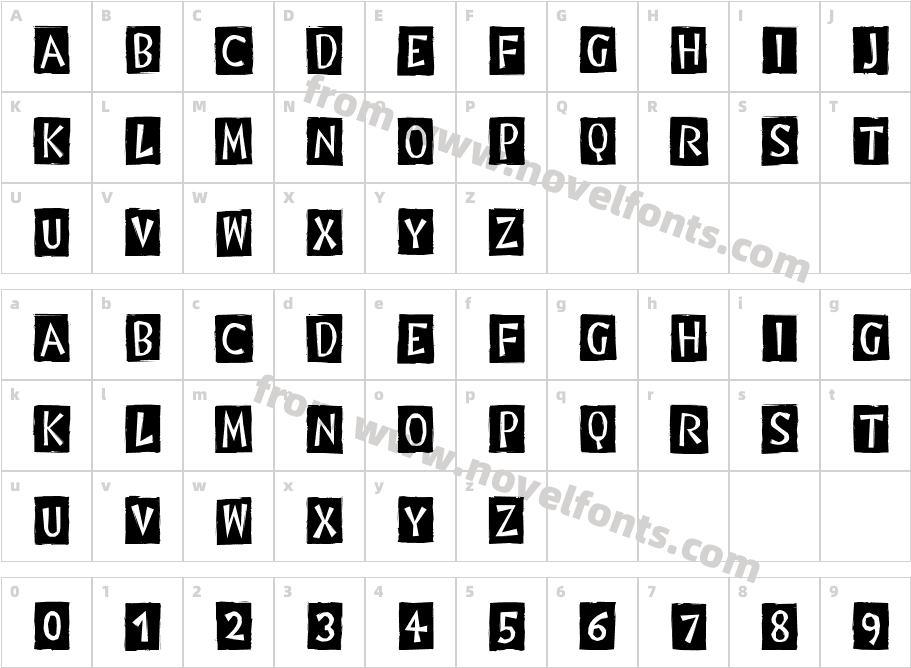 DigitalWoodcutsBlack ITCCharacter Map