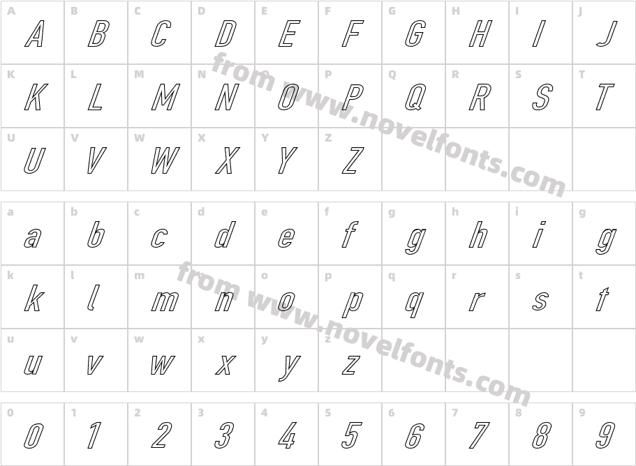 Din Kursivschrift Breit GhostCharacter Map