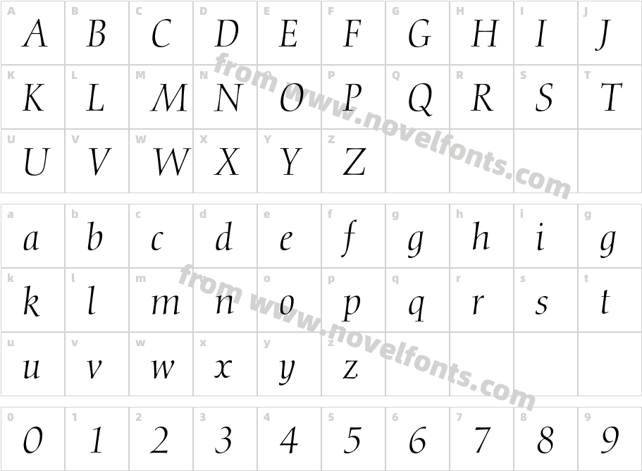 DiotimaBQ-ItalicCharacter Map