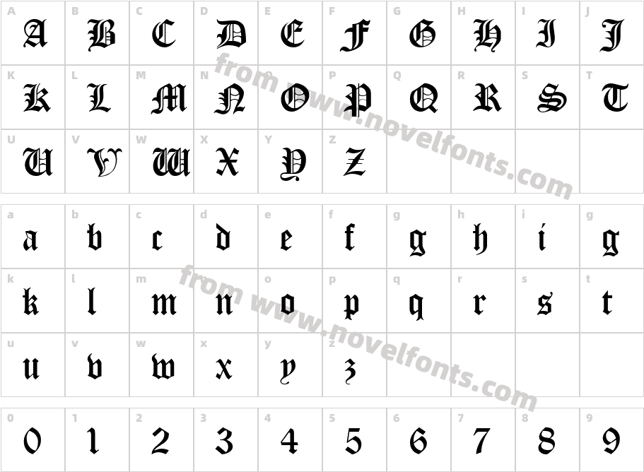 Diploma RegularCharacter Map