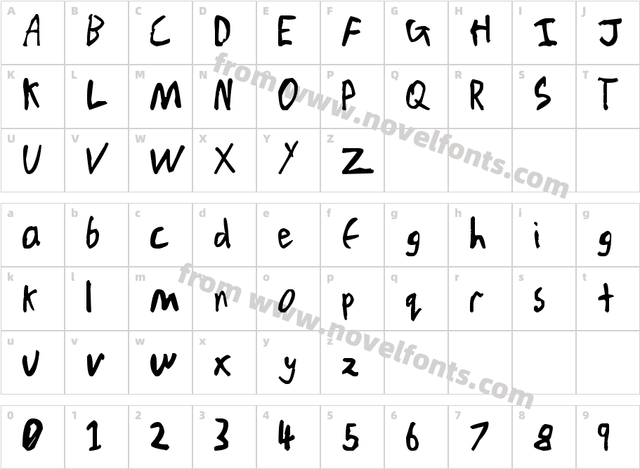 Chicken Scratch V1Character Map