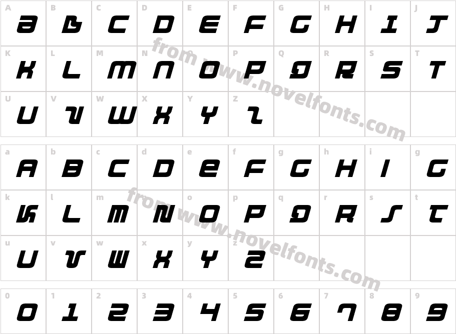 DirektorItalicCharacter Map