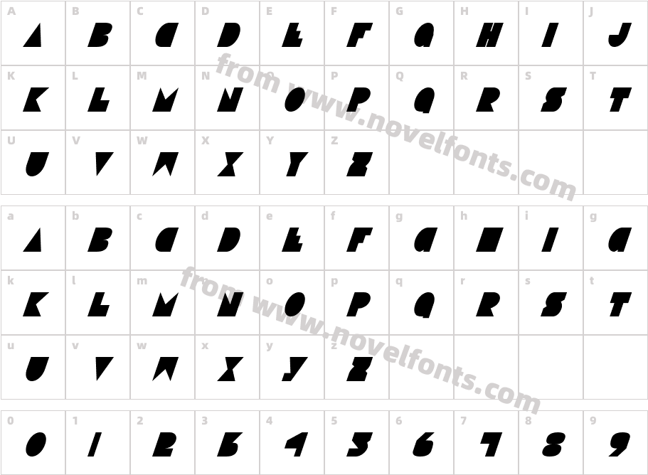 Disco Deck Condensed ItalicCharacter Map